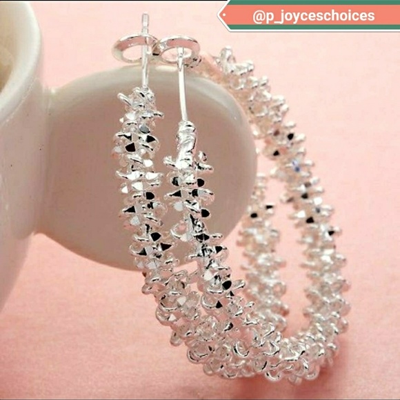 925 Sterling Silver chunky hoops - Picture 3 of 3